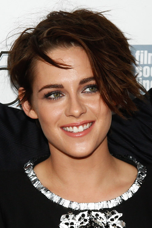 Kristen Stewart Straight Dark Brown Choppy Layers, Messy, Side Part ...