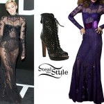 Miley Cyrus: Lace Gown, Cutout Booties