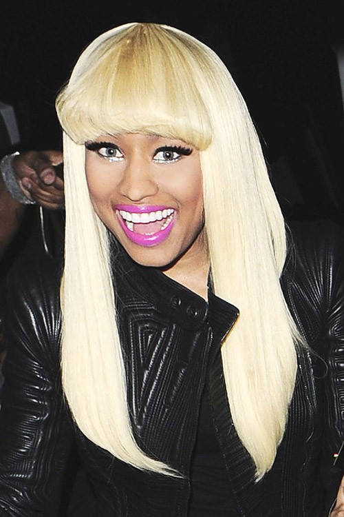 Nicki Minaj Straight Platinum Blonde Angled Blunt Bangs Wig