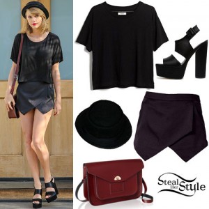 » Taylor Swift: Black Skort, Platform Sandals