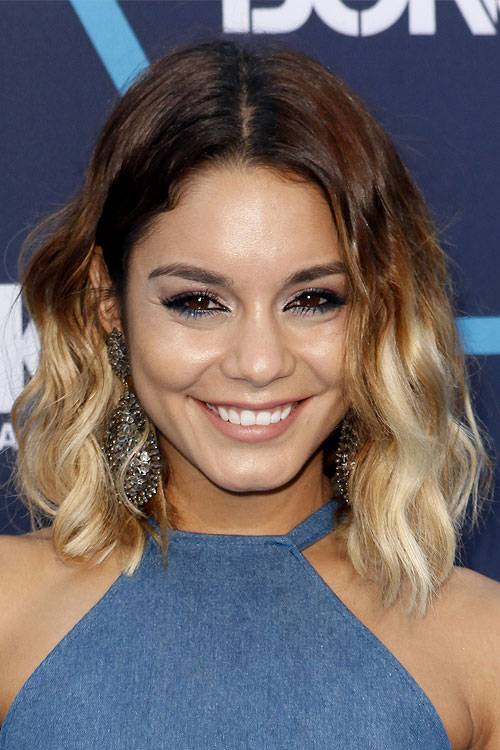 Vanessa Hudgens Wavy Medium Brown Bob, Ombré Hairstyle | Steal Her Style