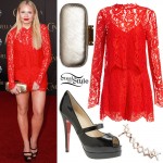 Alli Simpson: Red Lace Romper, Mary Janes