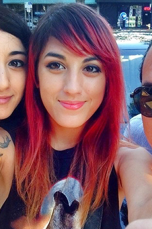 Anissa Rodriguez Straight Red Dark Roots, Ombré, Sideswept 