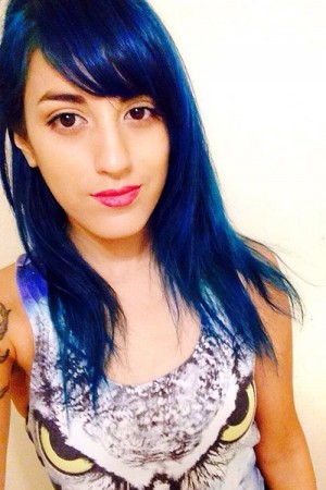 Anissa Rodriguez Straight Blue Sideswept Bangs, Uneven Color Hairstyle ...