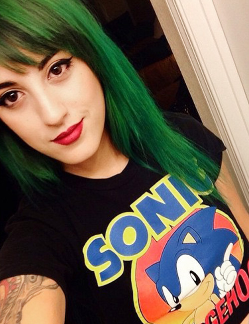 Anissa Rodriguez Straight Green Sideswept Bangs, Uneven 