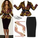 Beyoncé: Printed Peplum Jacket Outfit