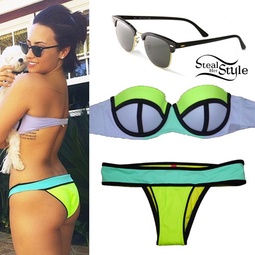 Demi Lovato: Neon Colorblock Bikini