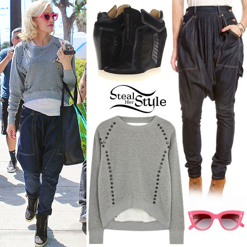 Gwen Stefani: Studded Sweater, Harem Jeans