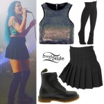 Halsey: Sequin Crop Top, Pleated Skirt