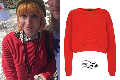 Hayley Williams: Red Ribbed Sweatshirt