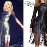Ivy Levan: Leather & Mesh Fringe Dress