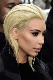 Kim Kardashian Straight Platinum Blonde Angled Bob, Bob Hairstyle
