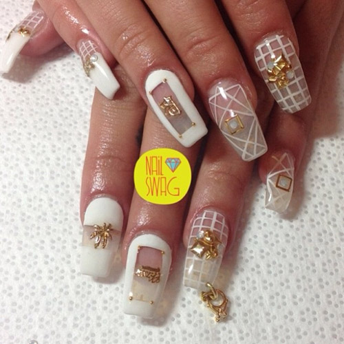 Lil Debbie Light Pink Moon Triangle, Negative Space, Studs Nails ...