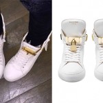 Madison Beer: White & Gold Sneakers