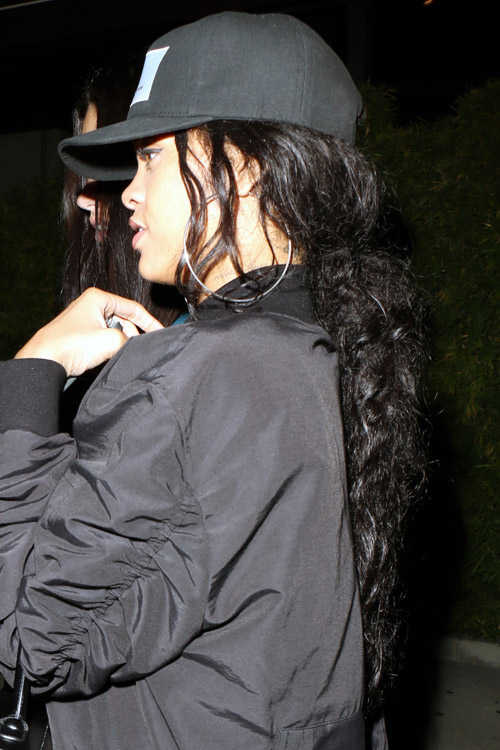 Rihanna Wavy Black Face-Framing Pieces, Low Ponytail, Messy, Ponytail ...