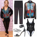 Rita Ora: X-Ray Jacket, Mesh Sweatpants