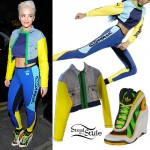 Rita Ora: Colorblock Jacket & Leggings