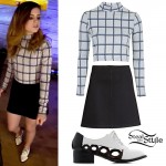 Sydney Sierota: Grid Print Top, Black Skirt