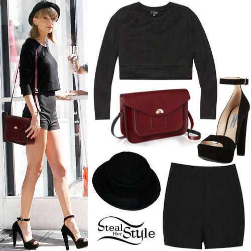 Taylor Swift: Crop Top, Black Shorts