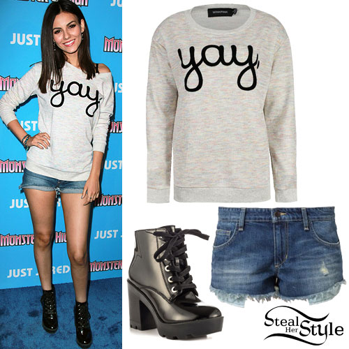 Victoria Justice: 'Yay' Sweater, Denim Shorts