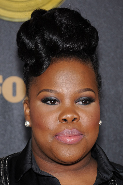 Amber Riley Style Amber Riley Straight Black Updo Hairstyle | Steal Her Style