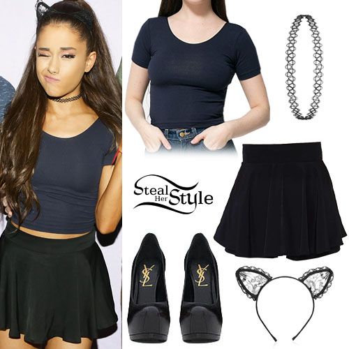 Ariana Grande Navy Crop Tee Black Skort Steal Her Style