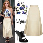 Bella Thorne: Floral Top, Leather Skirt