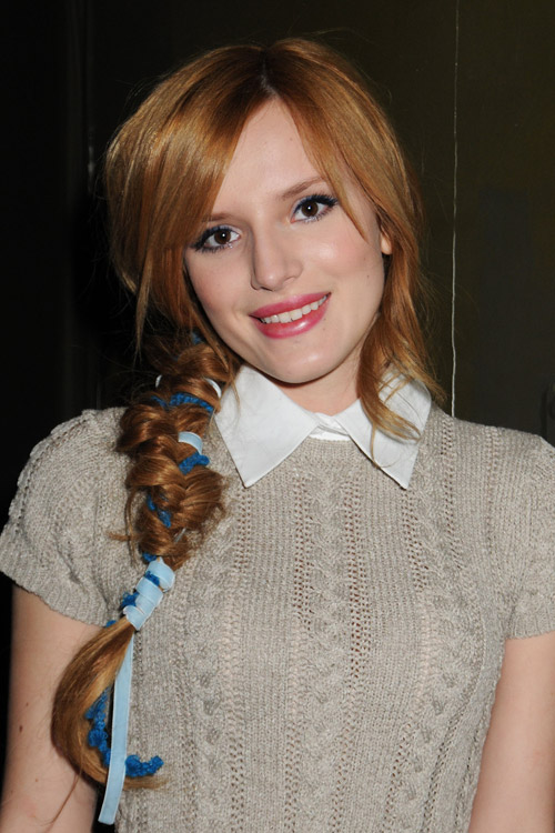 Bella Thorne Straight Ginger Braid Thin Bangs Hairstyle Steal Her Style