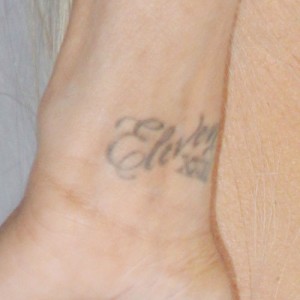 Hayley Williams Clouds, Lightning Bolt, Writing Behind Ear Tattoo