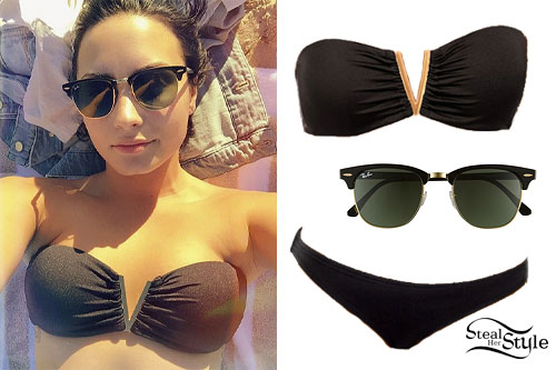 Demi Lovato: Black Bandeau Bikini