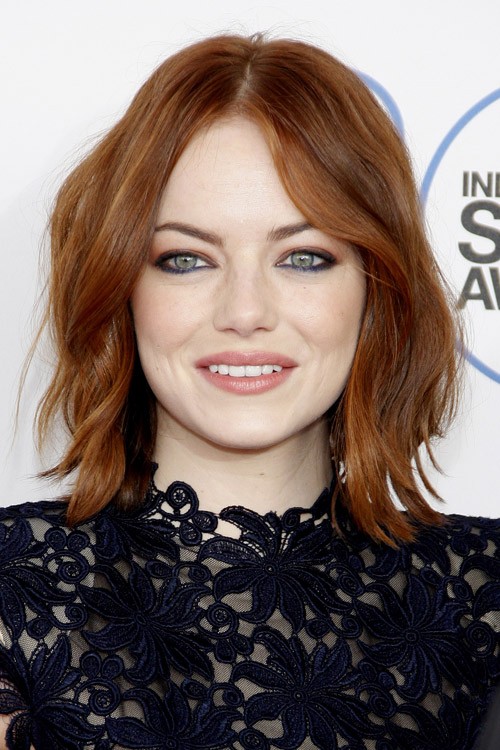 Emma Stone Wavy Ginger Bob Hairstyle  Steal Her Style