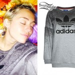 Miley Cyrus: Gray Adidas Sweatshirt