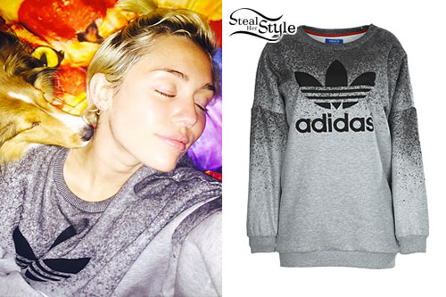 Miley Cyrus: Gray Adidas Sweatshirt