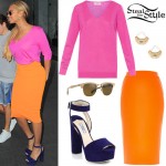 Beyonce: Pink Top, Orange Skirt