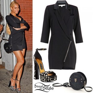 » Beyoncé: Tuxedo Dress, Leopard Shoes