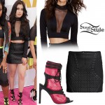 Lauren Jauregui: Mesh Crop Top, Quilted Skirt