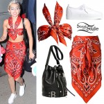 Miley Cyrus: Red Bandana Top & Skirt