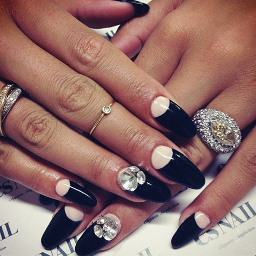 Cassie Ventura Clear, White French Manicure, Geometric Nails Steal
