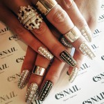 Cassie Ventura Black, White Colorblock, Logo Nails | Steal Her Style