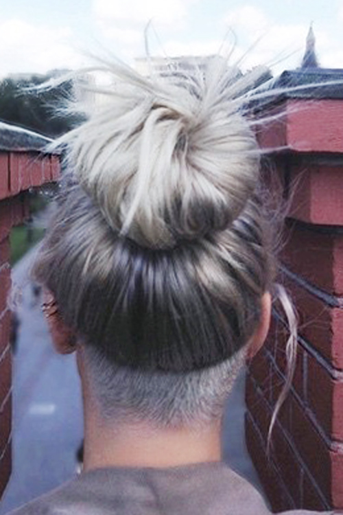 Debby Ryan Straight Silver Bun, Ombré, Undercut Hairstyle 