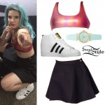 Halsey: Metallic Bralet, Black Skirt