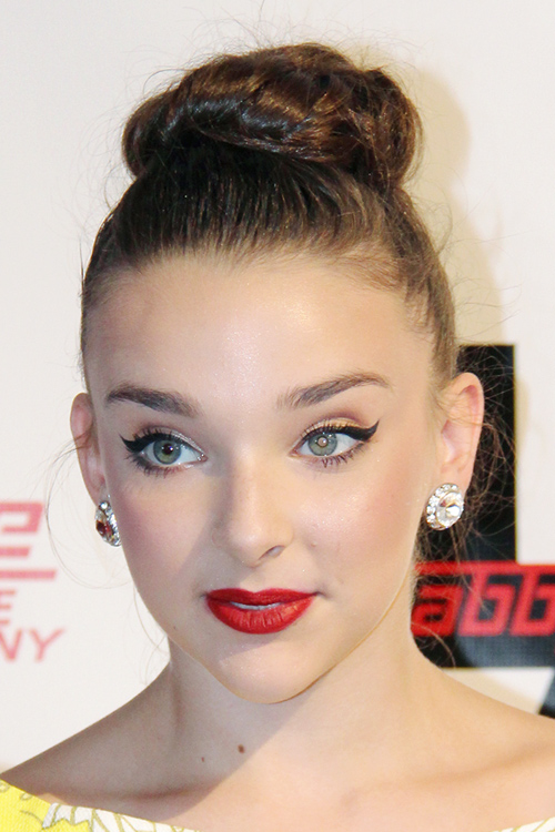 Kendall Vertes Straight Medium Brown Bun, Updo Hairstyle 