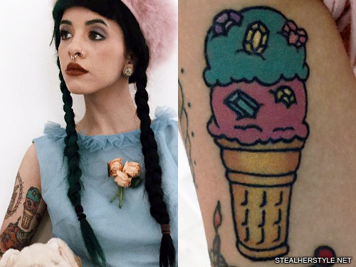 Cute ice cream cone and cat tattoo  Tattoogridnet