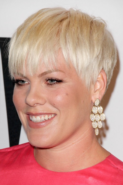 Pink Straight Platinum Blonde Pixie Cut Hairstyle Steal Her Style