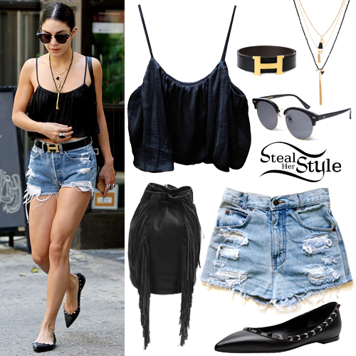 Vanessa Hudgens: Crop Top, Ripped Shorts | Steal Her Style