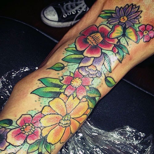 Tattoo uploaded by Chelsea Hopwood  Cute lil foot design floral  floraltattoos flowers foottattoo girlytattoos butterfly  butterflytattoo cutetattoos  Tattoodo