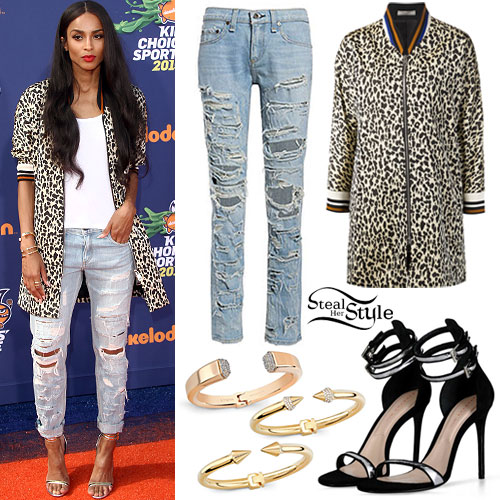 Ciara: Leopard Coat, Ripped Jeans