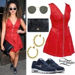 Ella Eyre: Red Zip-Front Dress