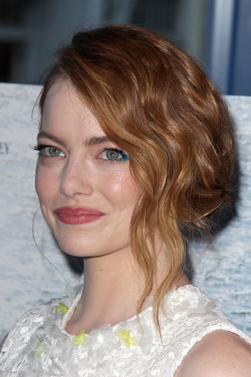 Emma Stone Wavy Ginger Updo Hairstyle  Steal Her Style