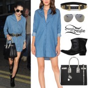 Kendall Jenner: Denim Shirt-dress Outfit 